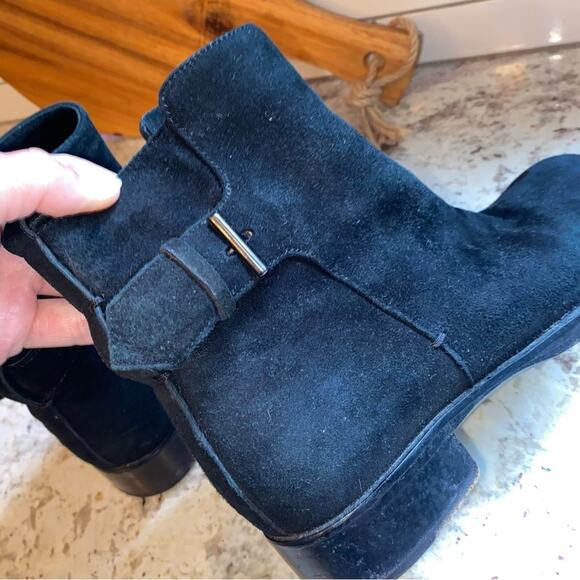 REED KRAKOFF $1k Black Suede Italian Made Chelsea Boots | 37.5 US 7.5 - Picture 9 of 16